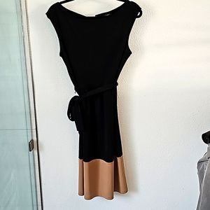 Ann Taylor black & tan sleeveless dress, size 8